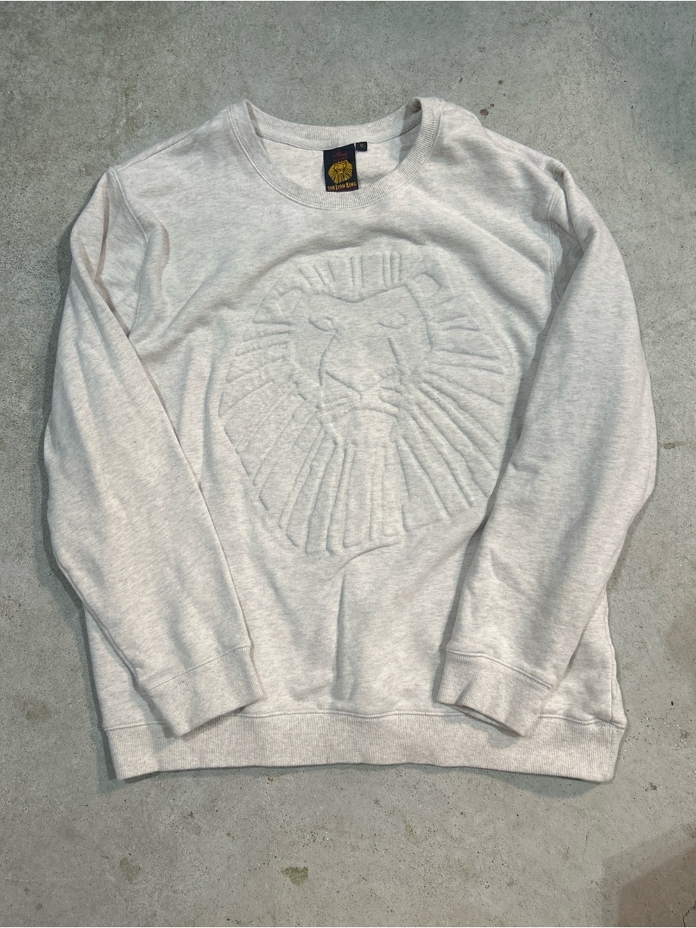 Disney Light Gray Crewneck Sweater with Embossed Lion